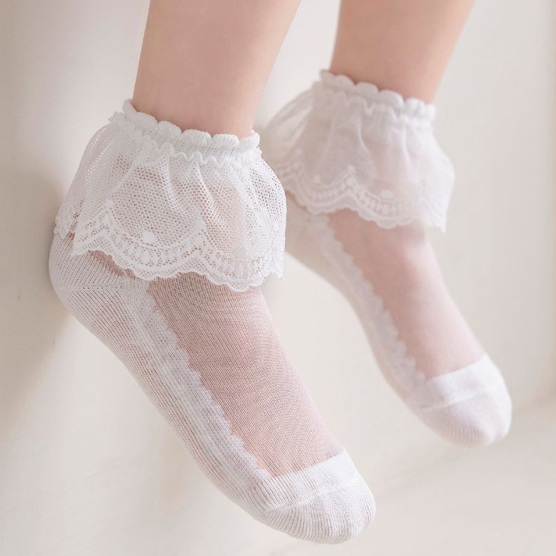 Dětské Dívčí Bavlněné Krajkové Ponožky Princezna Dressy Socks