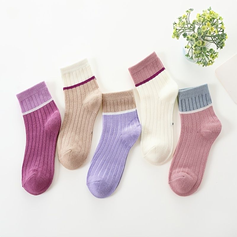 Dětské Dívčí Ponožky Pohodlné Bavlněné 5 Párů