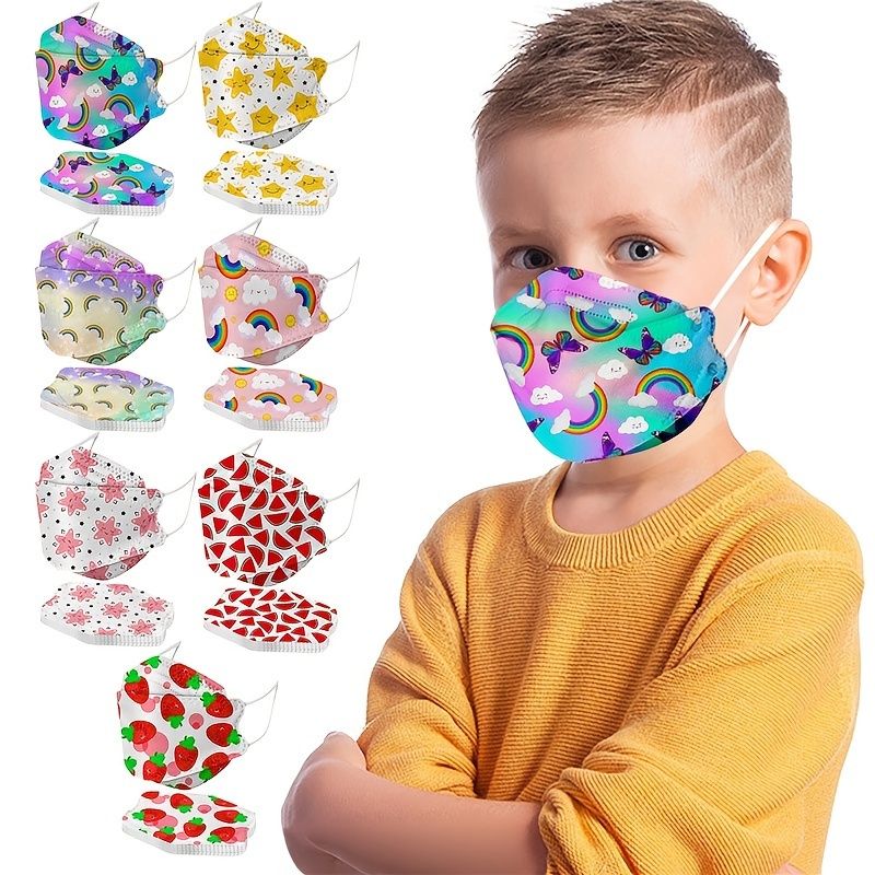 30pc Child Face Mask Cartoon Print Masky Of Protection Děti