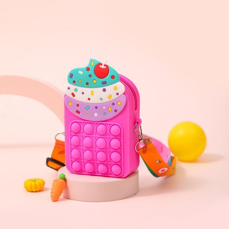 Dětská Silikonová Roztomilá Zmrzlina Messenger Taška Na Mince Peněženka Dekompresní Pop Fidget Hračky Chlapci Dívky