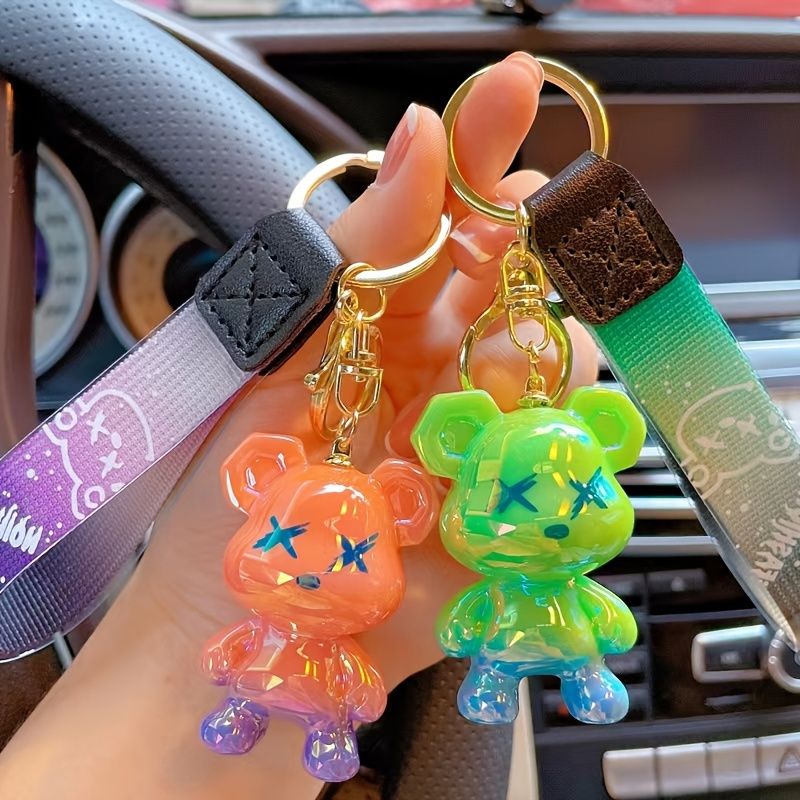 Roztomilý Dárek Na Klíče - Batoh Charms Couple Cartoon Bears Kluk Dívka Taška Klíčenky Ženy Muži Přívěsek Na Auto