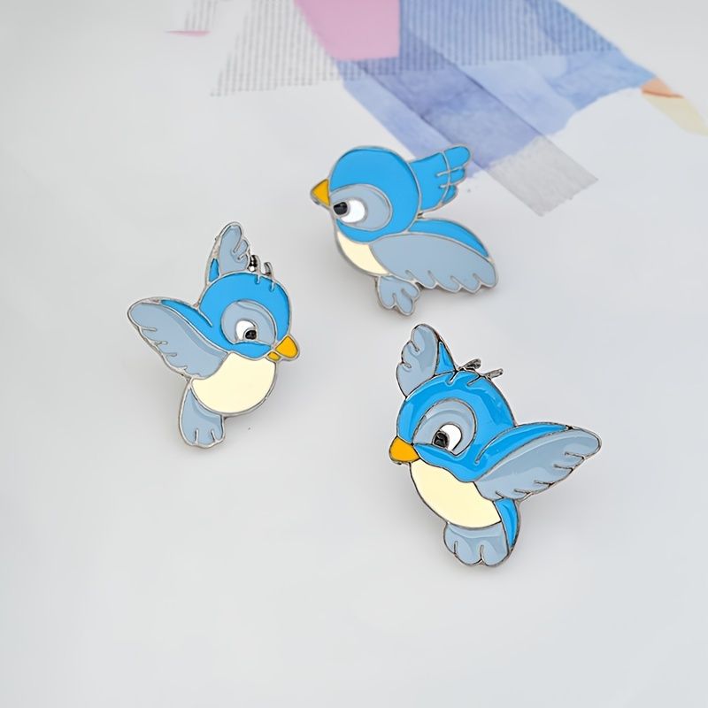 Smaltovaná Modrá Bird Pin Cartoon Brož Džínová Bunda Button Shirt Odznak