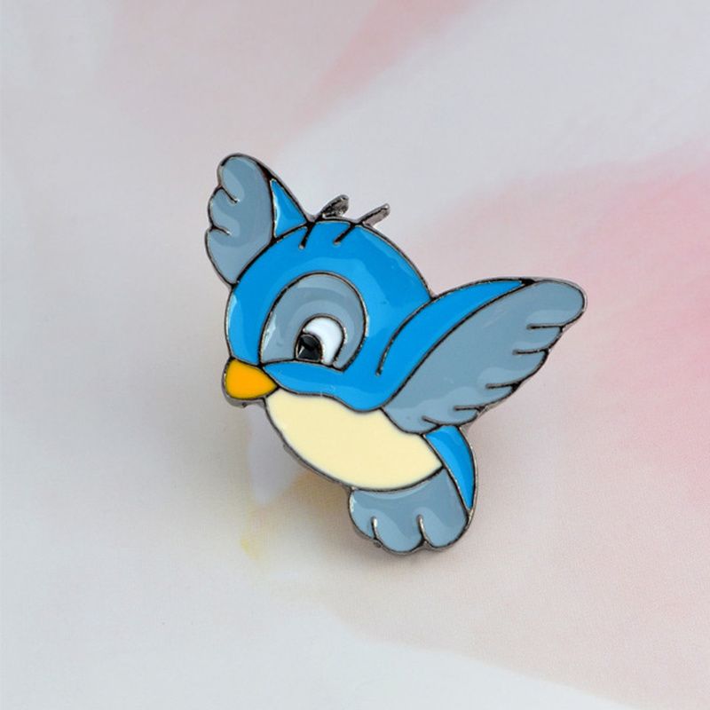 Smaltovaná Modrá Bird Pin Cartoon Brož Džínová Bunda Button Shirt Odznak