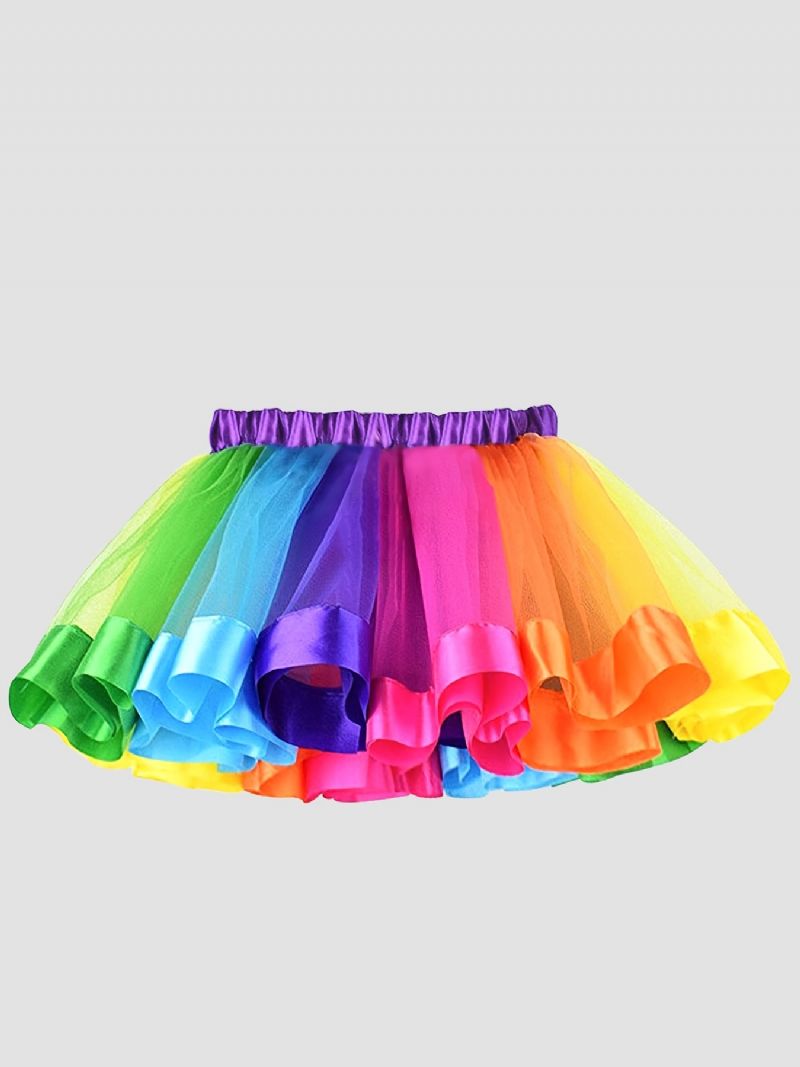 Dívčí Princezna Rainbow Tutu Sukně Baletní Tyl Taneční Společenské Šaty Oblečení Dětské