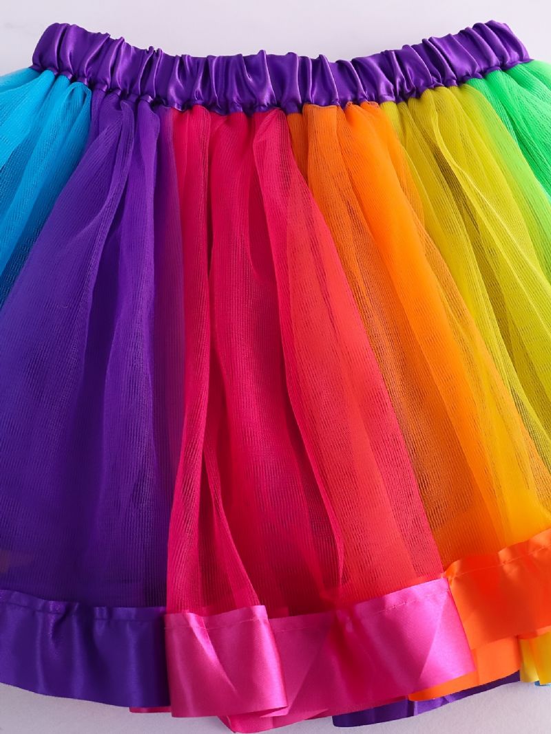 Dívčí Princezna Rainbow Tutu Sukně Baletní Tyl Taneční Společenské Šaty Oblečení Dětské