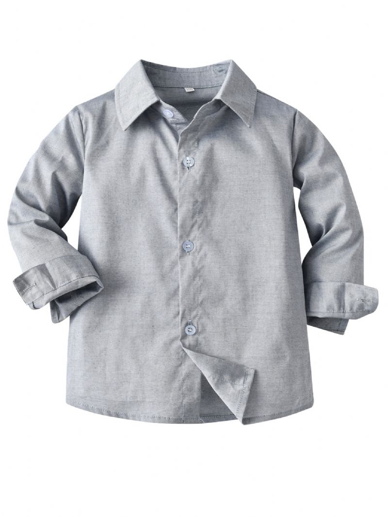Chlapecká Jednobarevná Košile Na Knoflíky S Dlouhým Rukávem S Klopou Blůza Topy Dětské Oblečení