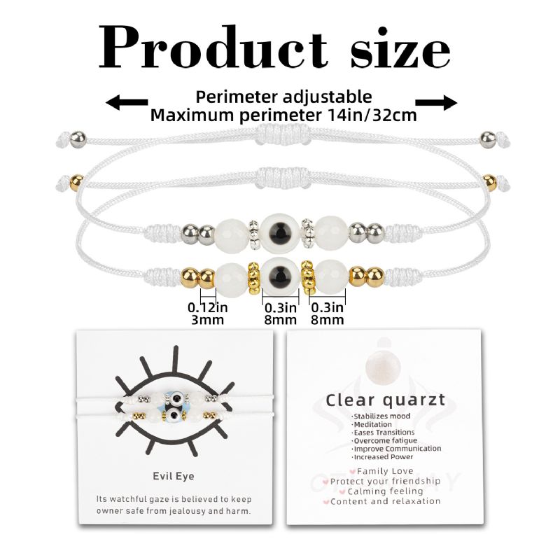 Jednoduchý Provazový Náramek 2 Ks Vzor Ďábelských Očí Křišťálové Šperky Nastavitelný Pro Štěstí Ochrana Šperků Pro Ženy A Dívky