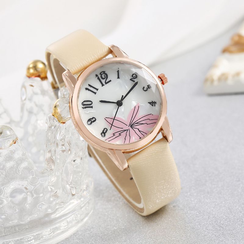 Digital Petal Alloy Leather Watch Charms Dárkové Dárky K Narozeninám Pro Ženy Manželka Dívky Her