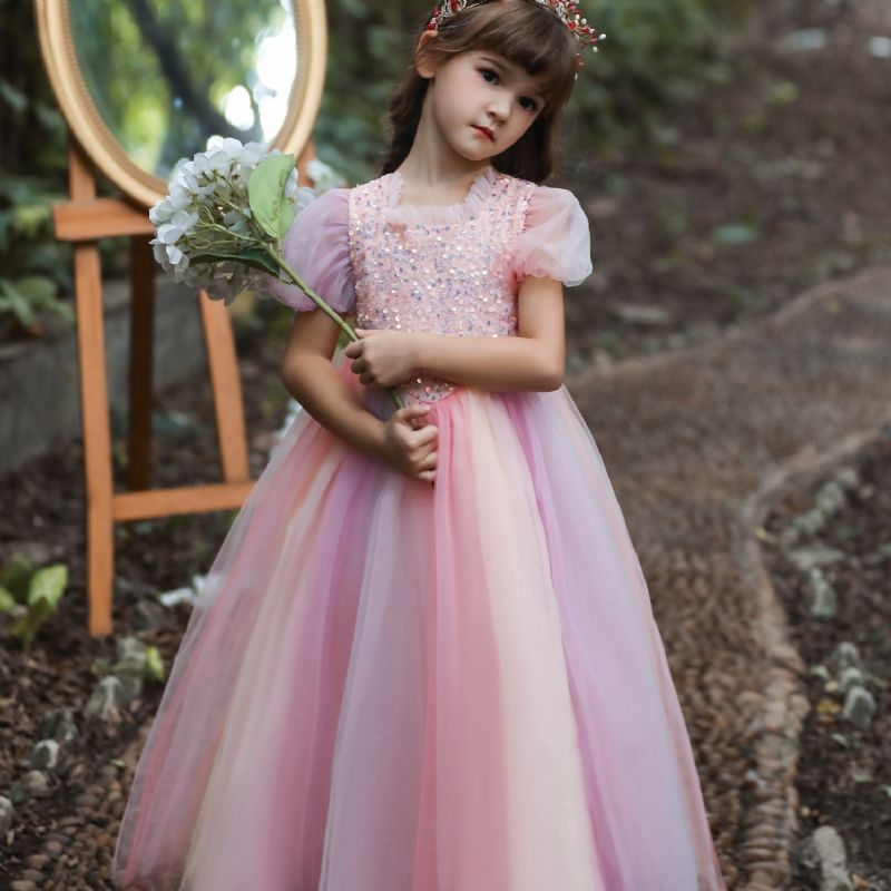 Dívčí Princeznovské Šaty Barevný Blok Pohádkové Nadýchané Pro Vánoční Nebo Narozeninovou Párty