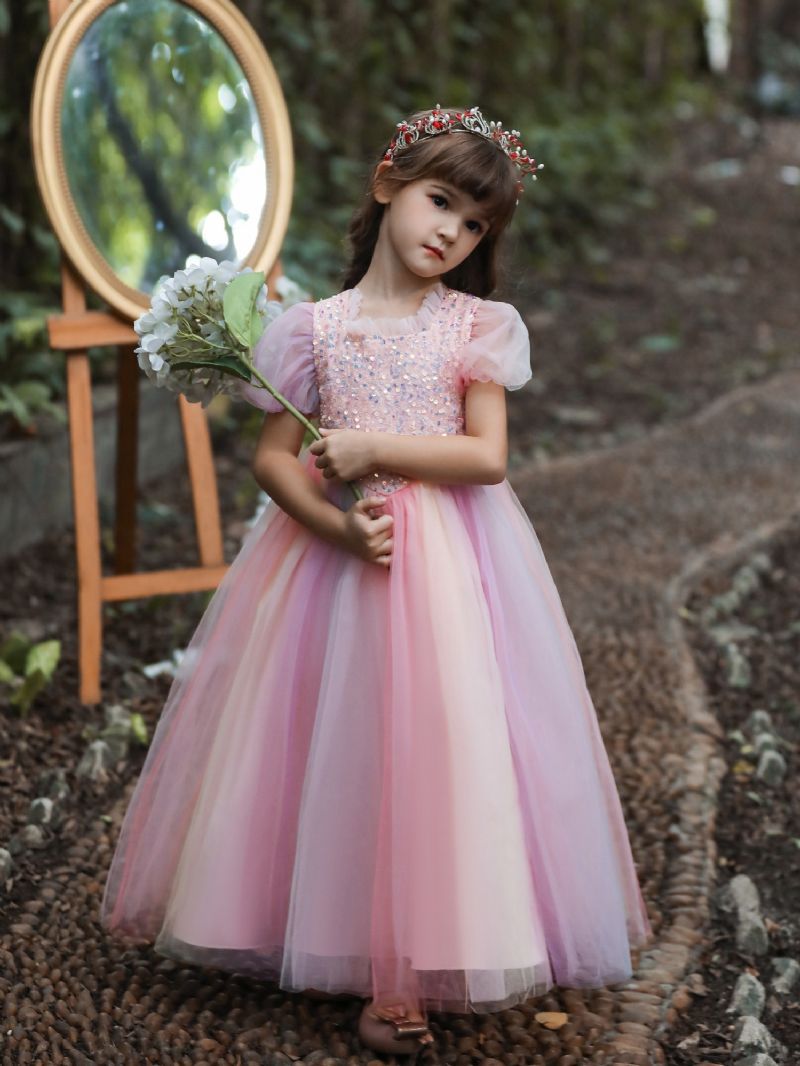 Dívčí Princeznovské Šaty Barevný Blok Pohádkové Nadýchané Pro Vánoční Nebo Narozeninovou Párty