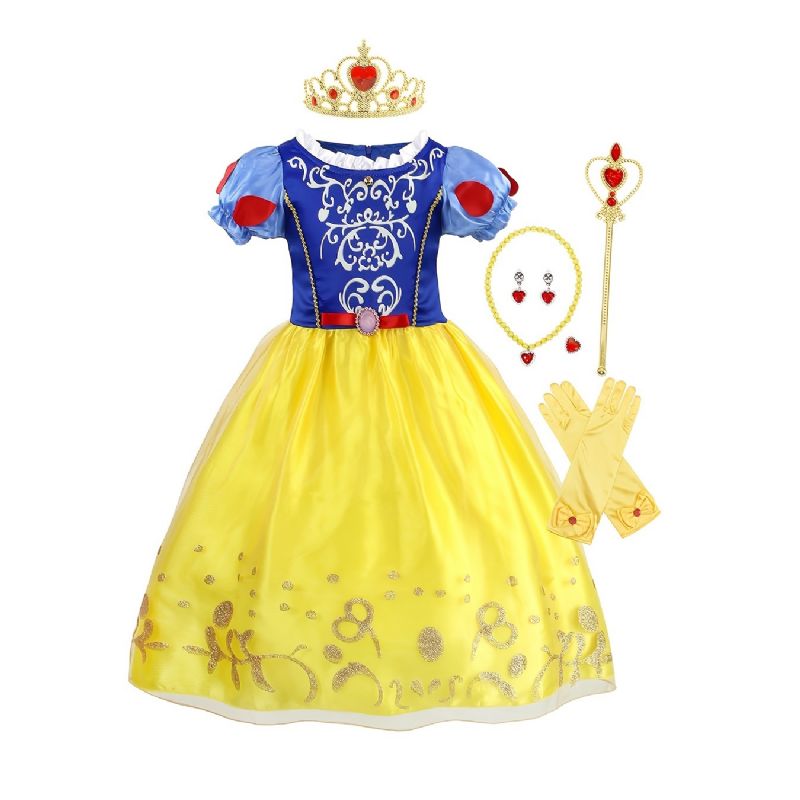 Dívčí Roztomilé Elegantní Princeznovské Šaty Sada Cosplay Oblečení S Doplňky Kostýmy Pro Narozeninový Vánoční Večírek Výkon