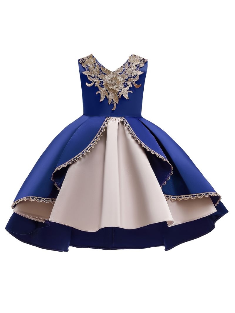 Dívčí Silky Party Princess Šaty Vyšívané Dětské Oblečení Na Večírek K Narozeninám