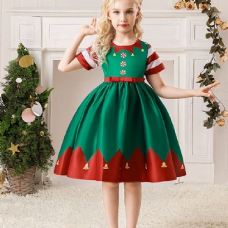 Dívčí Vánoční Šaty S Pruhovaným Motivem Hvězdy Vepředu