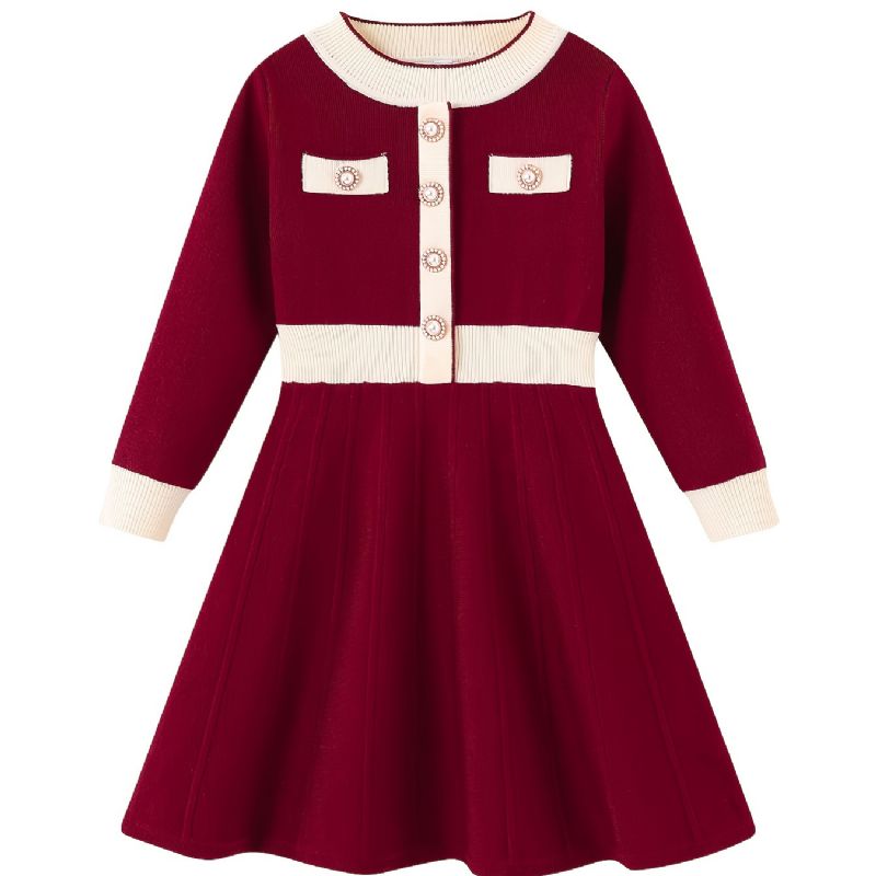 Dívčí Vintage Ležérní Pletené Termo Šaty Na Zimní Vánoční Večírek