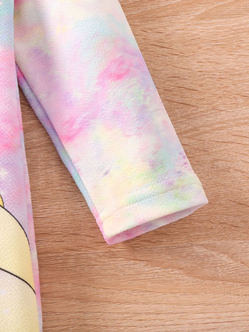 Dívčí Šaty S Kravatou Dye Unicorn Print Dlouhý Rukáv Princezna