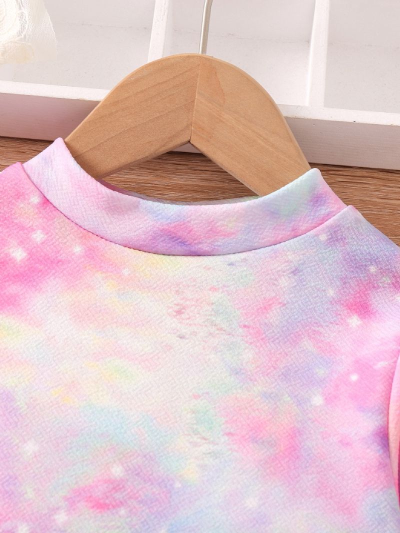 Dívčí Šaty S Kravatou Dye Unicorn Print Dlouhý Rukáv Princezna