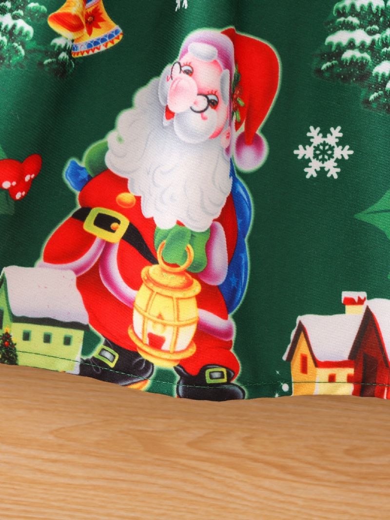 Dívčí Šaty S Potiskem Santa Claus & Snowflake Termo Fleecové Na Vánoční Večírek
