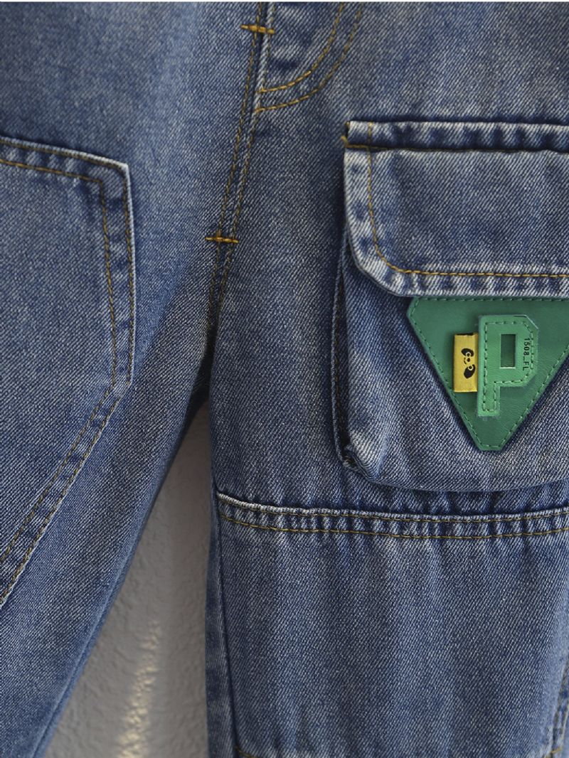 Batole Chlapci Triangle Green Logo Cargo Jeans