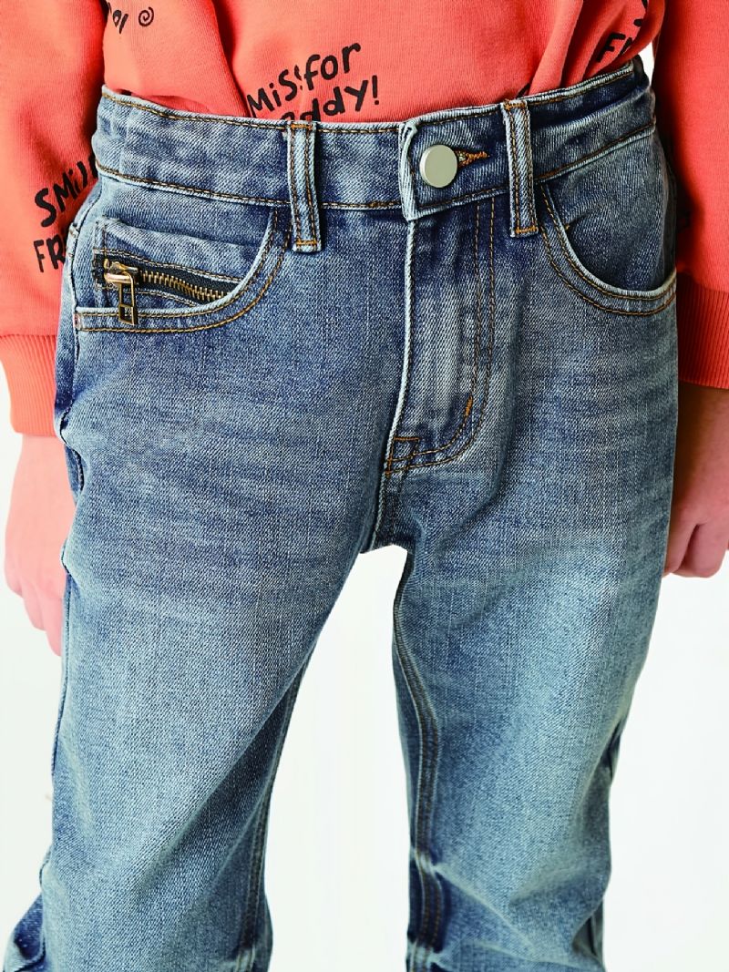 Chlapci Faded Regular Fit Washed Denim Jeans Dětské Oblečení