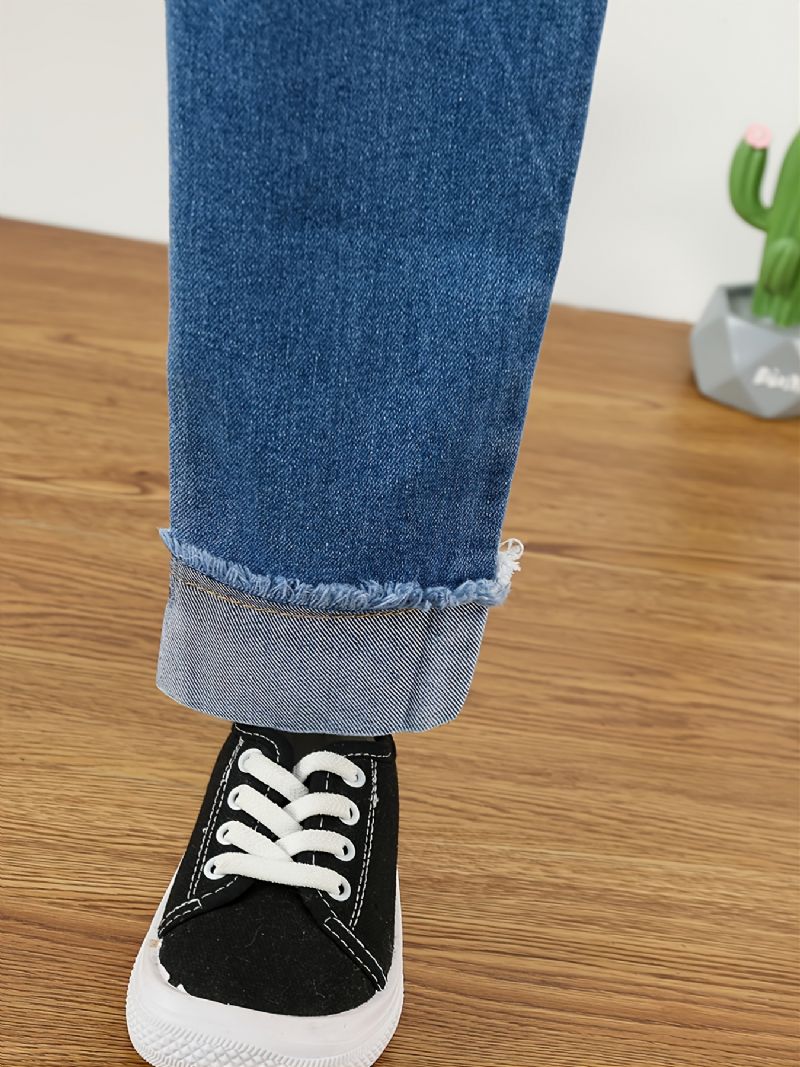 Dívky Letter Stretch Denim Neformální Džíny Podzim Zima