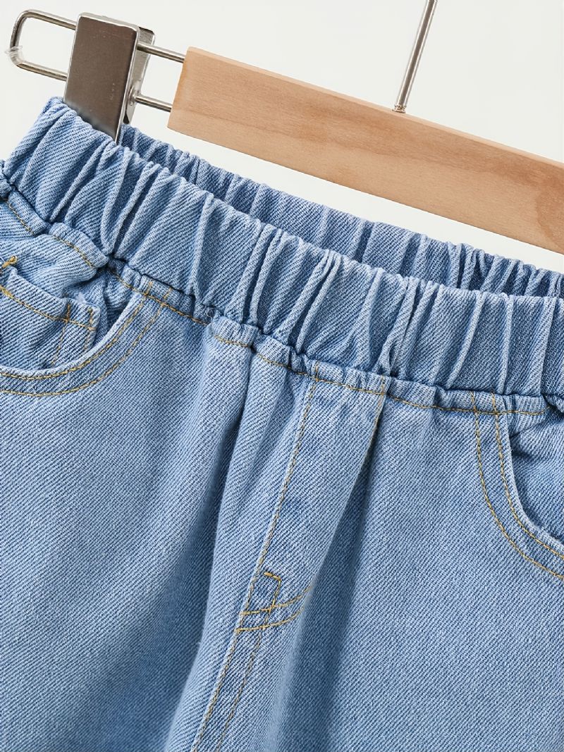 Dívky Roztomilé Třešňové Výšivky Denim Neformální Džíny Podzim Zima