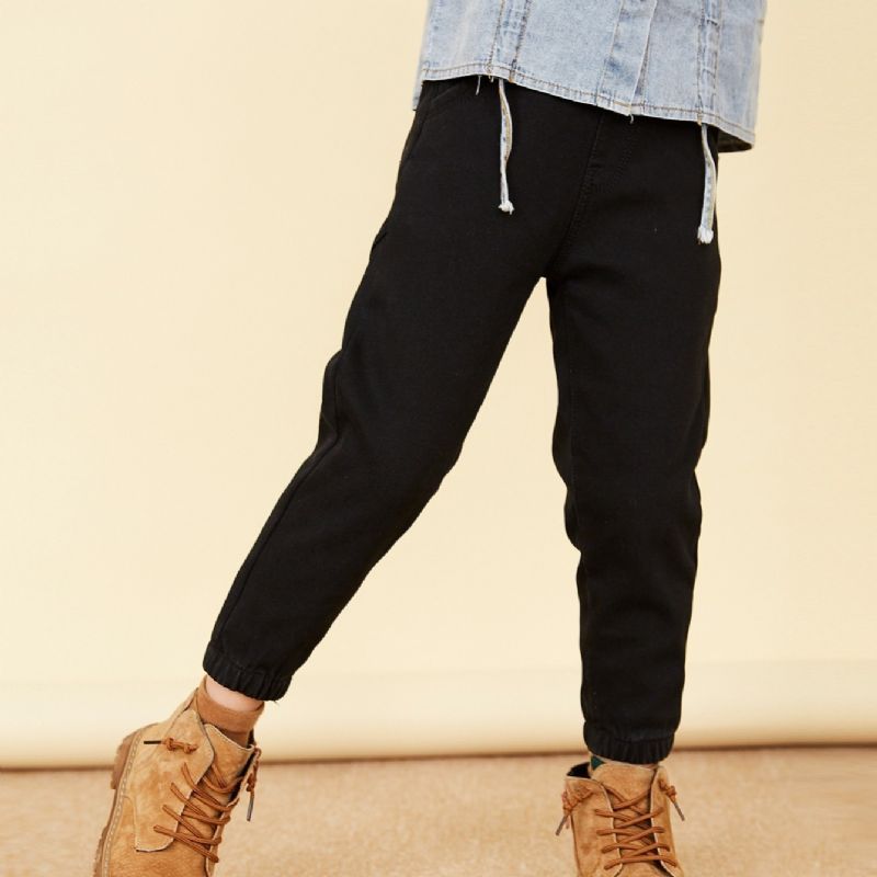 Dívčí Dětské Solid Denim Elastické Jogger Jeans Bla