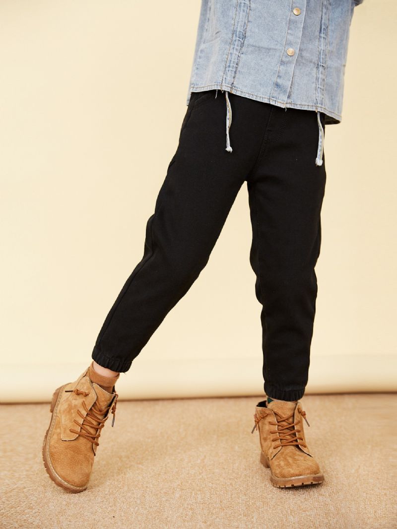 Dívčí Dětské Solid Denim Elastické Jogger Jeans Bla