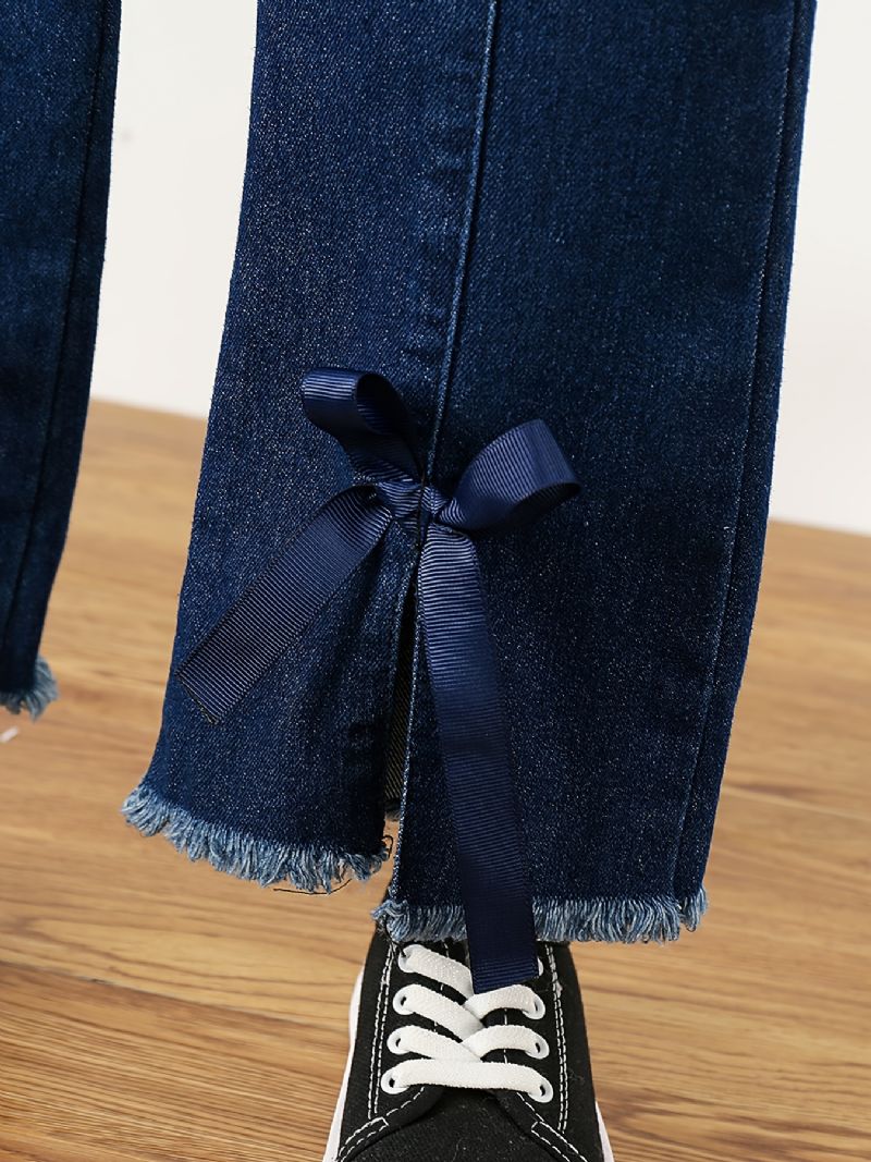 Dívčí Jednoduché Módní Luk Denim Vzplanul Jeans