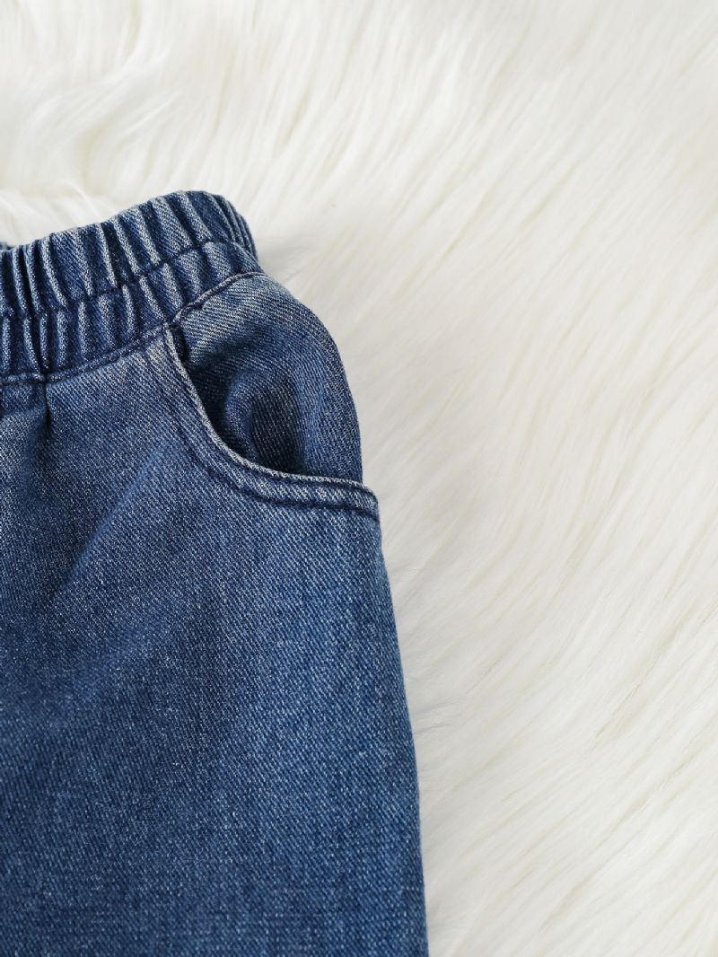 Dívčí Móda Rozšířené Kalhoty Solid Denim Modest Jeans