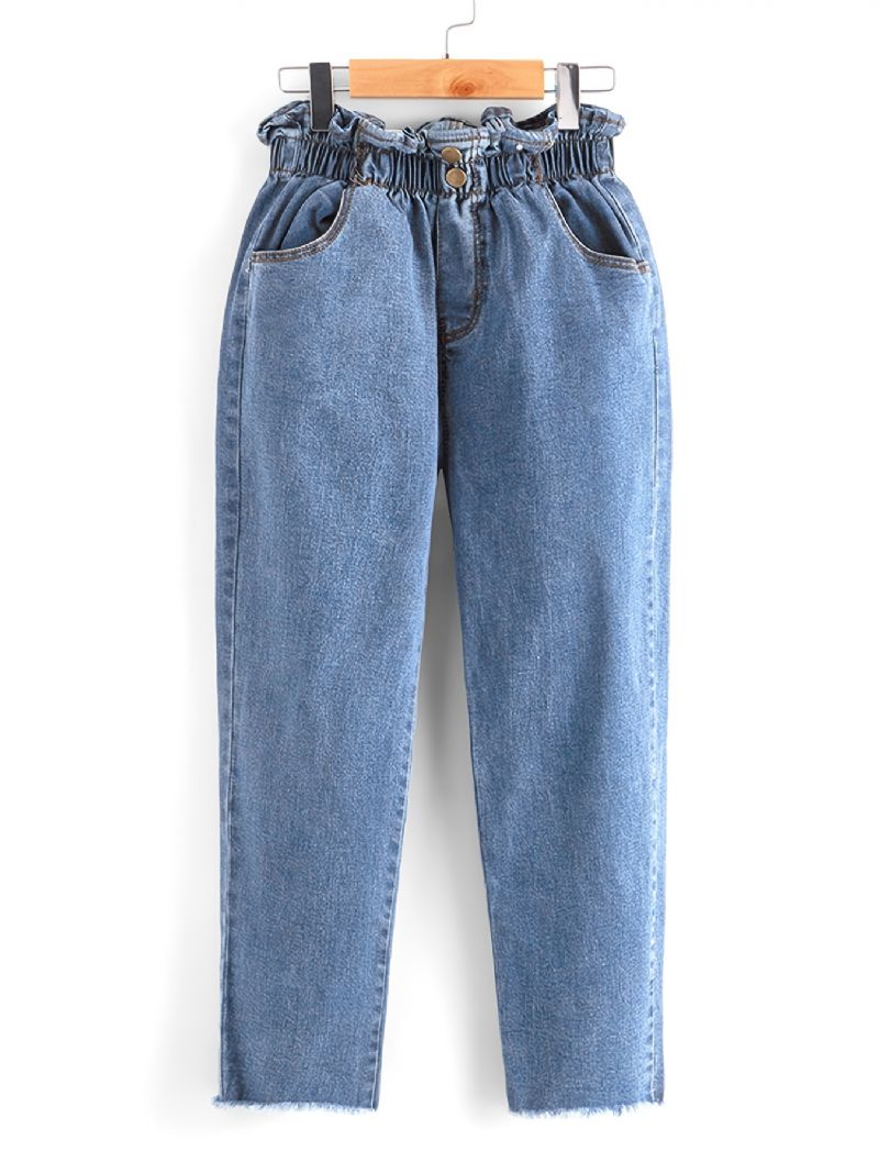 Dívčí Slim Jeans Džínové Kalhoty S Elastickým Pasem Dětské Oblečení