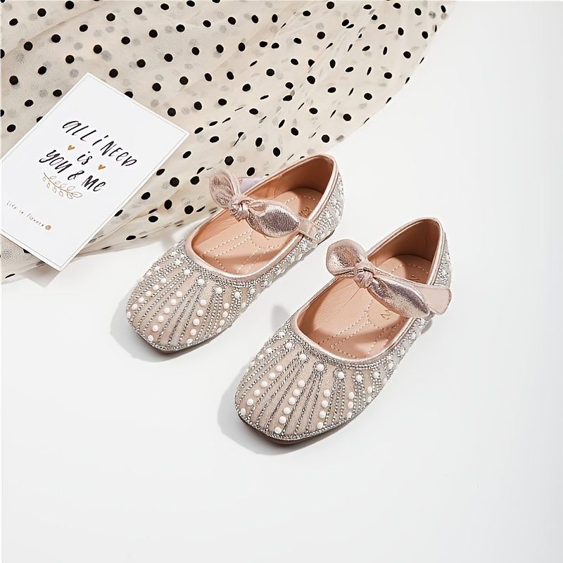 Dětské Boty Mary Jane Faux Pearl Bow Soft Sole