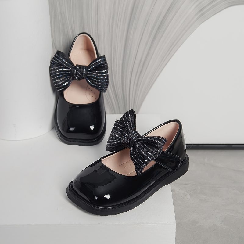 Dětské Dívčí Boty Mary Jane Flats Soft Sole Square Toe Bow Princess Bota