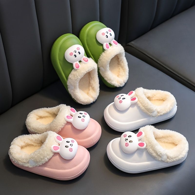 Cartoon Bunny Warm Fuzzy Cozy Slides Pantofle Pro Batole Děťátko Dívky Winter