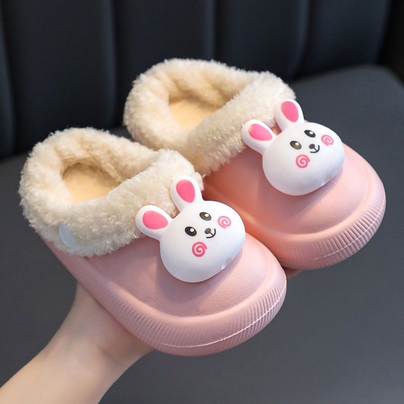 Cartoon Bunny Warm Fuzzy Cozy Slides Pantofle Pro Batole Děťátko Dívky Winter