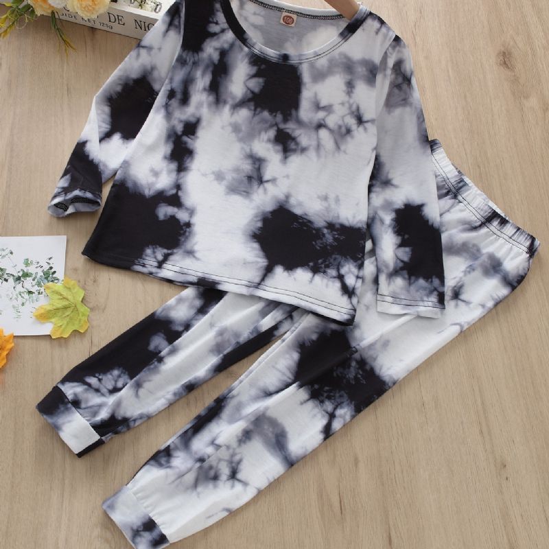 2ks Chlapci Casual Tie Dye Print Kalhoty S Dlouhým Rukávem