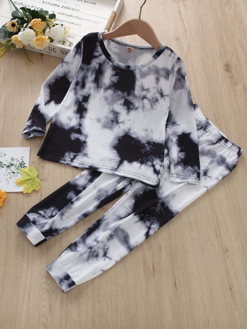 2ks Chlapci Casual Tie Dye Print Kalhoty S Dlouhým Rukávem