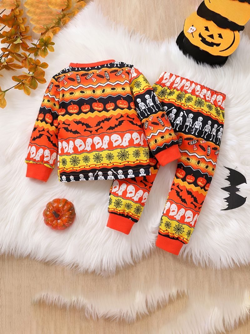 2ks Chlapci Cute Halloween Print Pyžam Set With Pullover Mikina & Kalhoty For Party