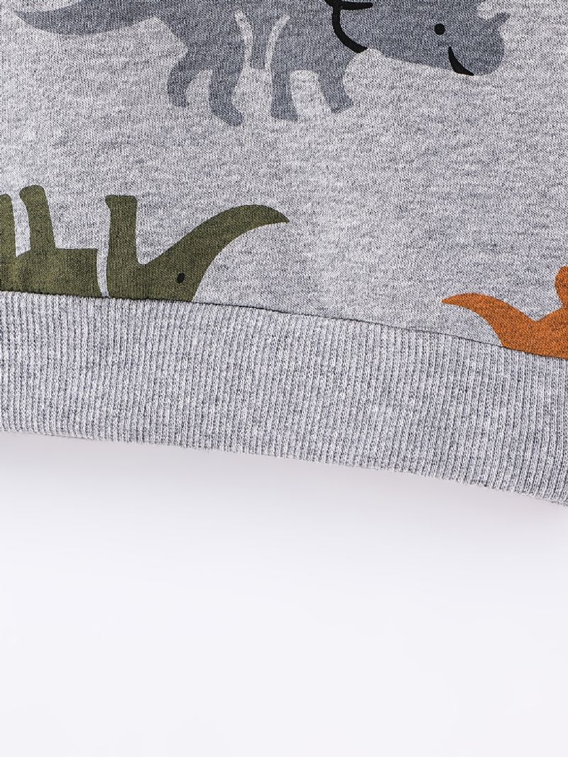 2ks Chlapci Roztomilý Dinosaurus Kreslený Potisk Mikina S Dlouhým Rukávem Top Elastický Pas Kalhoty Set Oblečení