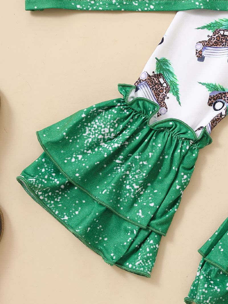 Batole Dívčí Topy S Dlouhým Rukávem + Rozšířené Kalhoty Sady Dětské Oblečení Pro Miminko Vánoce