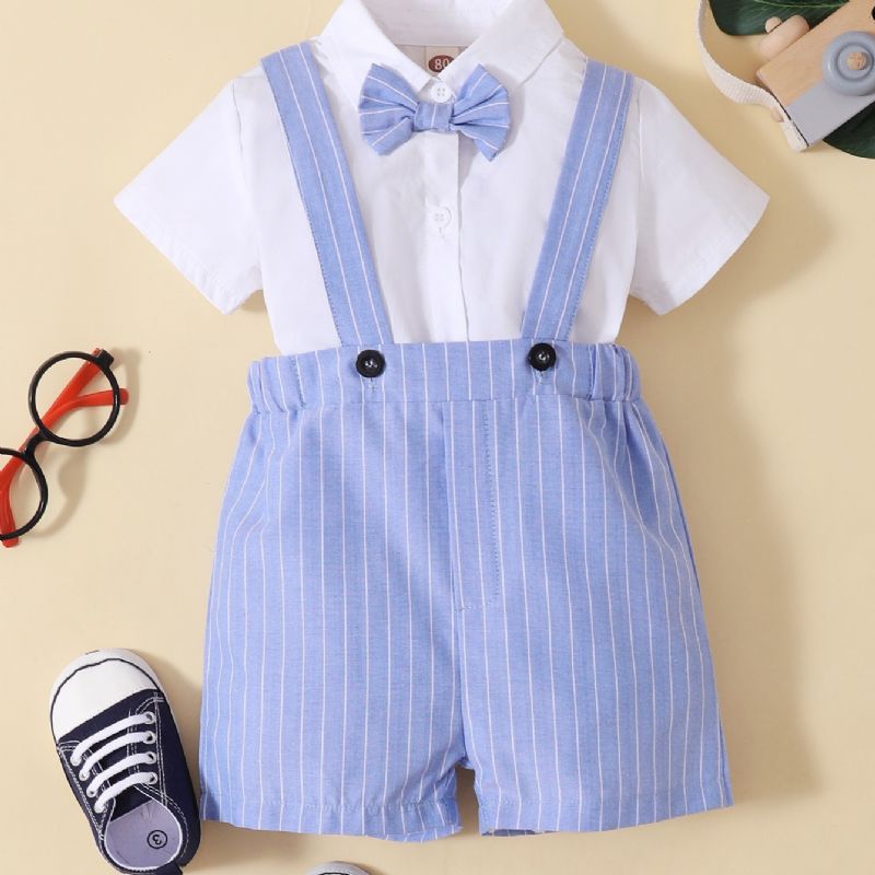 Chlapci Gentleman Bowknot Romper Body + Suspender Shorts Set Dětské Oblečení Na Jaro Podzim