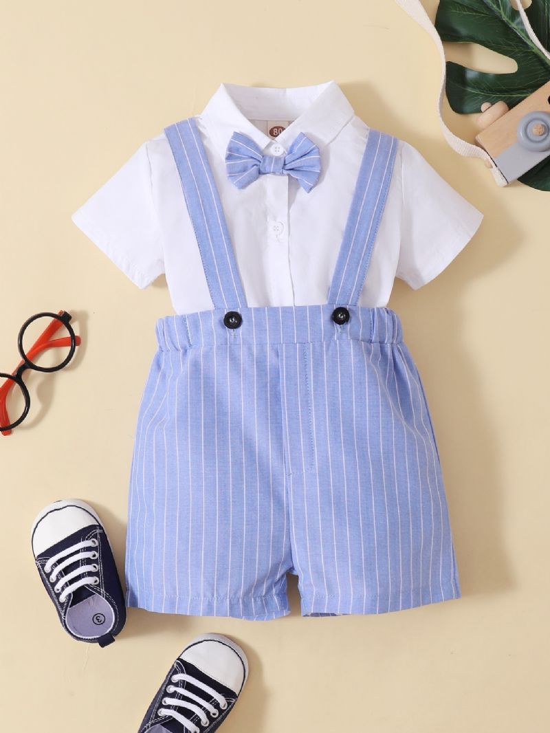 Chlapci Gentleman Bowknot Romper Body + Suspender Shorts Set Dětské Oblečení Na Jaro Podzim