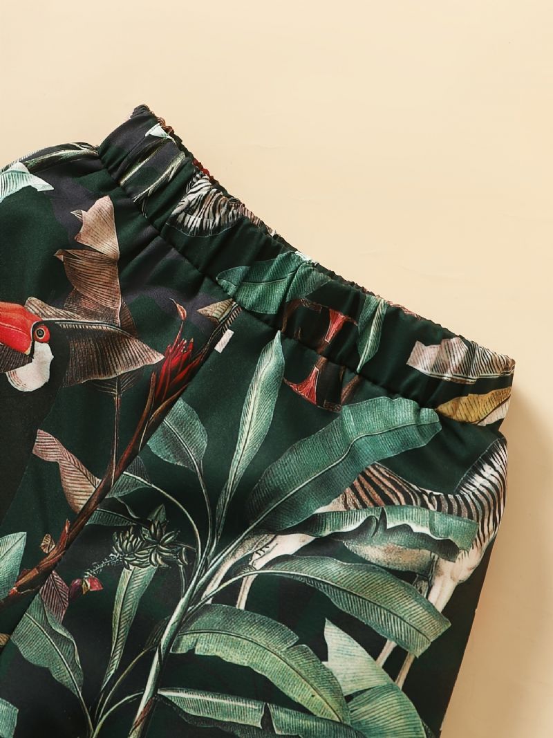 Chlapecká Košile Color Block + Tropical Print Shorts Set Dětského Oblečení Na Léto