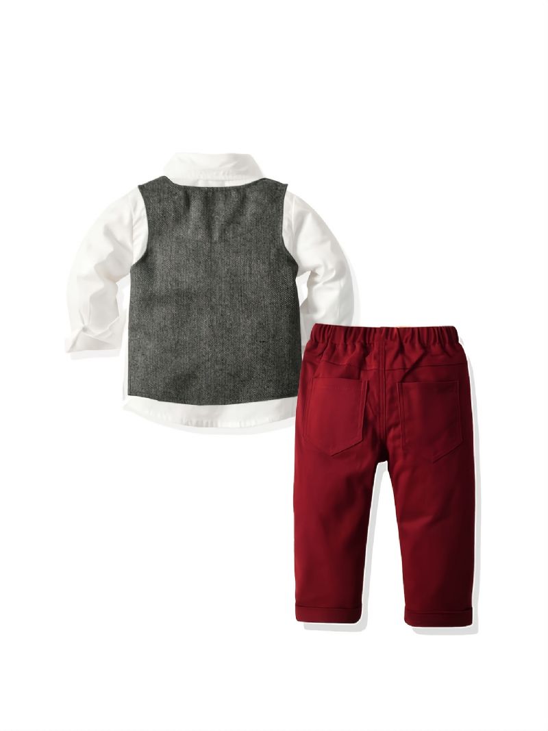 Chlapecká Košile Se Zapínáním Na Knoflíky A Kalhoty A Tílko Pánská Sada Na Vánoční Večírek