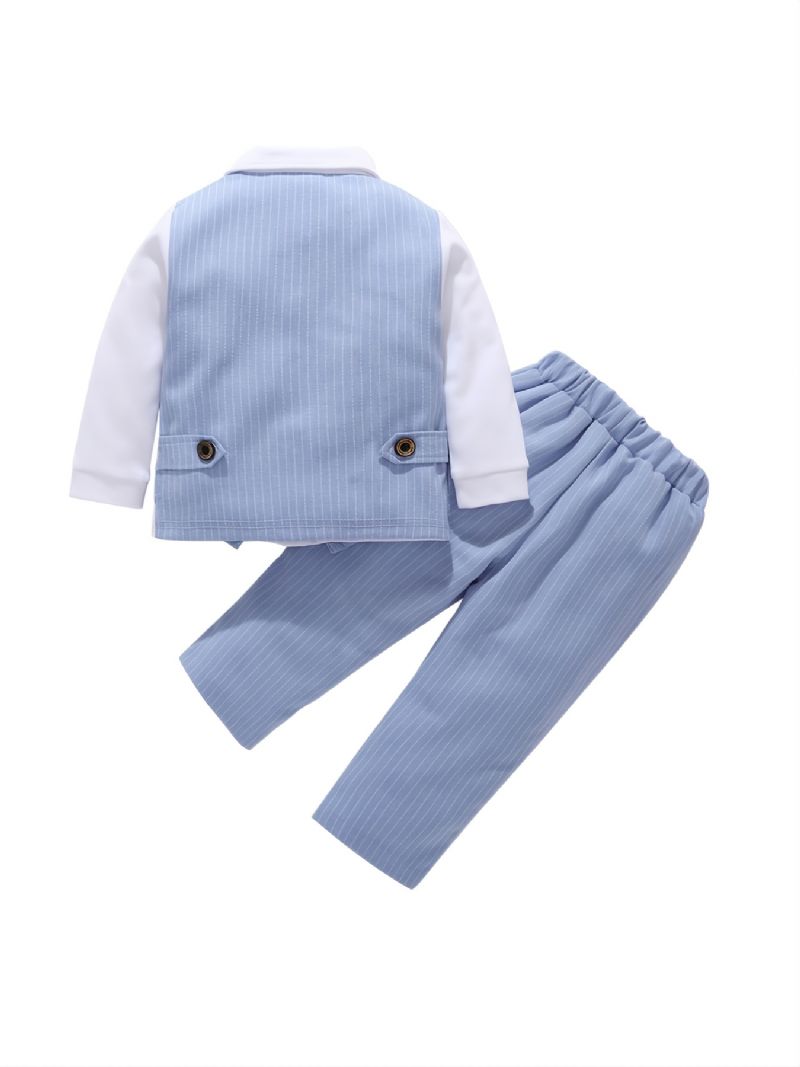Chlapecké Pánské Oblečení Košile S Dlouhým Rukávem A Ozdobou Mašle A Pruhované Kalhoty Na Svatbu