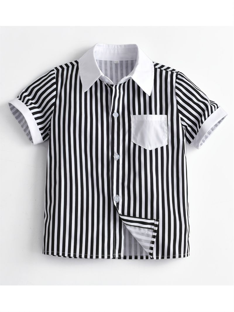 Chlapecké Pánské Oblečení Set Košile A Šortky S Dlouhým Rukávem S Pruhem A Krátkým