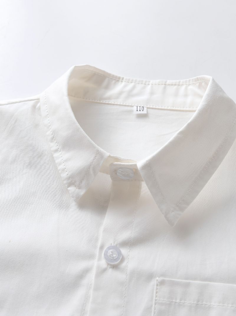 Chlapecký Gentleman Outfit Bílá Košile S Dlouhým Rukávem A Motýlkem A Suspender Kalhoty Set Oblečení