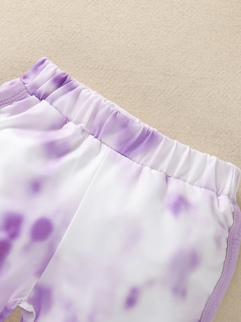 Dívčí Fialové Tílko + Kravata Dye Shorts Set Dětské Oblečení Na Léto