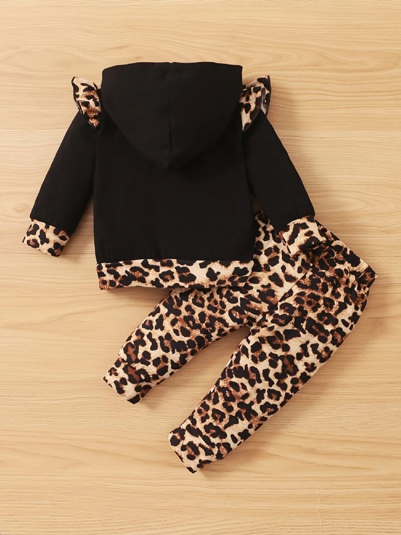 Dívčí Mikina S Kapucí A Ladící Kalhoty S Leopardím Vzorem Pro Zimní Oblečení Pro Miminko