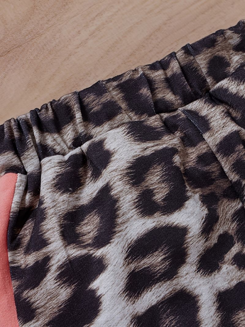 Dívčí Sada Mikiny + Kalhot S Barevným Leopardím Potiskem Na Zip Pro Miminko