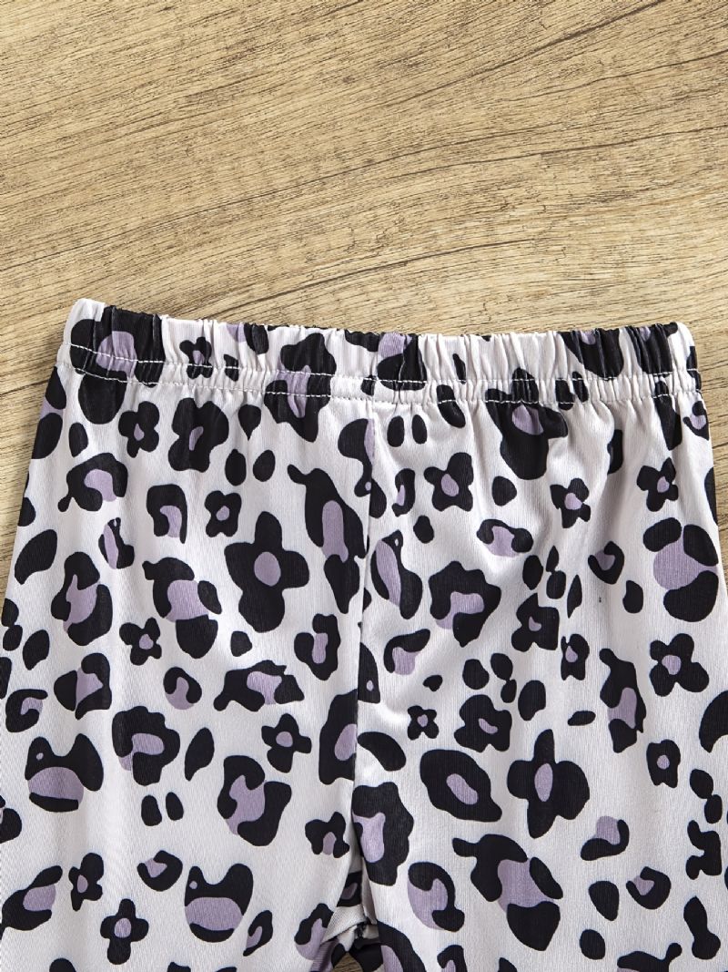Dívčí Top S Dlouhým Rukávem Bez Ramínek + Ladící Leopardí Vzor S Rozšířenými Kalhotami Oblečení Pro Miminka